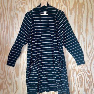 A New Day Striped Longline Cardigan – Size XXL, Black & White Open Front Sweater